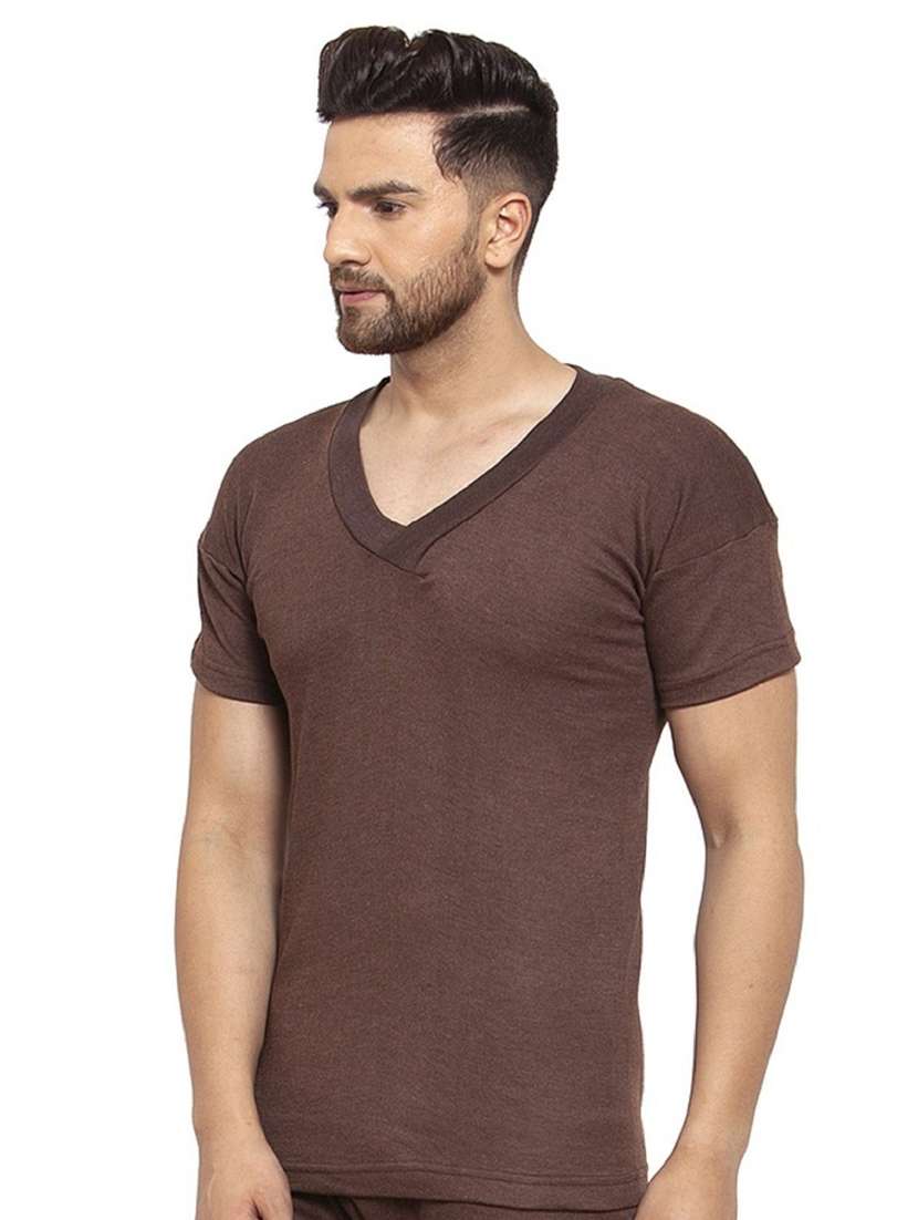 brown cotton thermal top - 20501904 -  Standard Image - 1