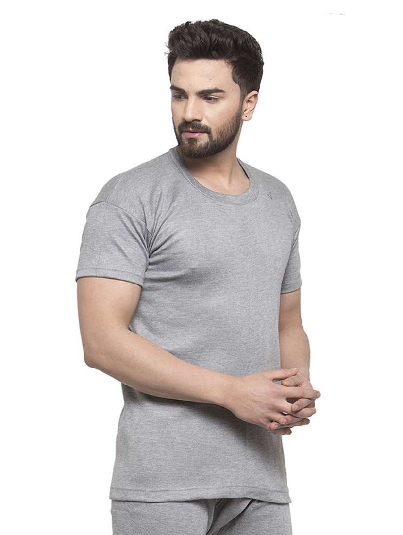 grey cotton thermal top - 20501907 - Standard Image - 1