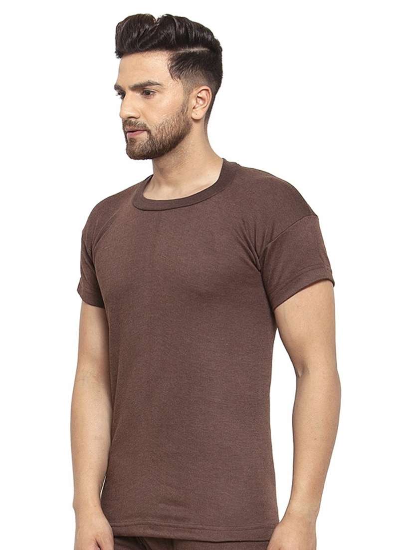 brown cotton thermal top - 20501909 -  Standard Image - 1