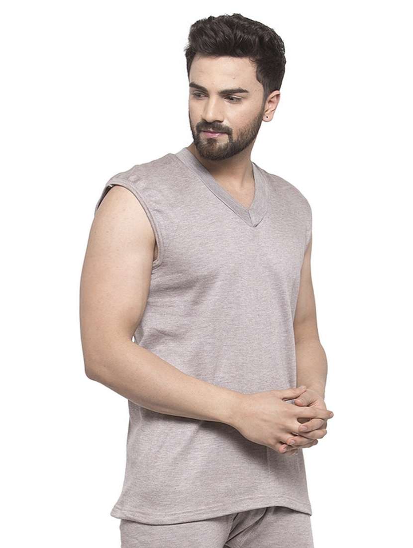 grey cotton thermal top - 20501924 -  Standard Image - 1