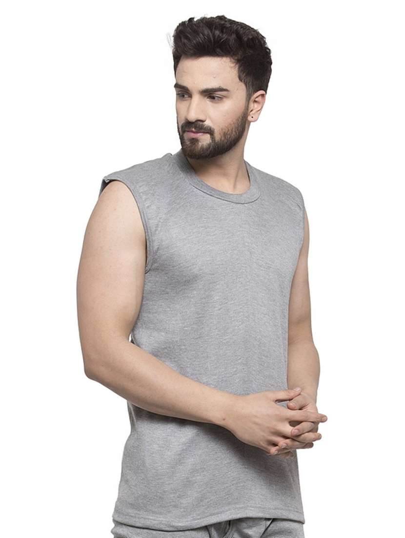 grey cotton thermal top - 20501927 - Standard Image - 1