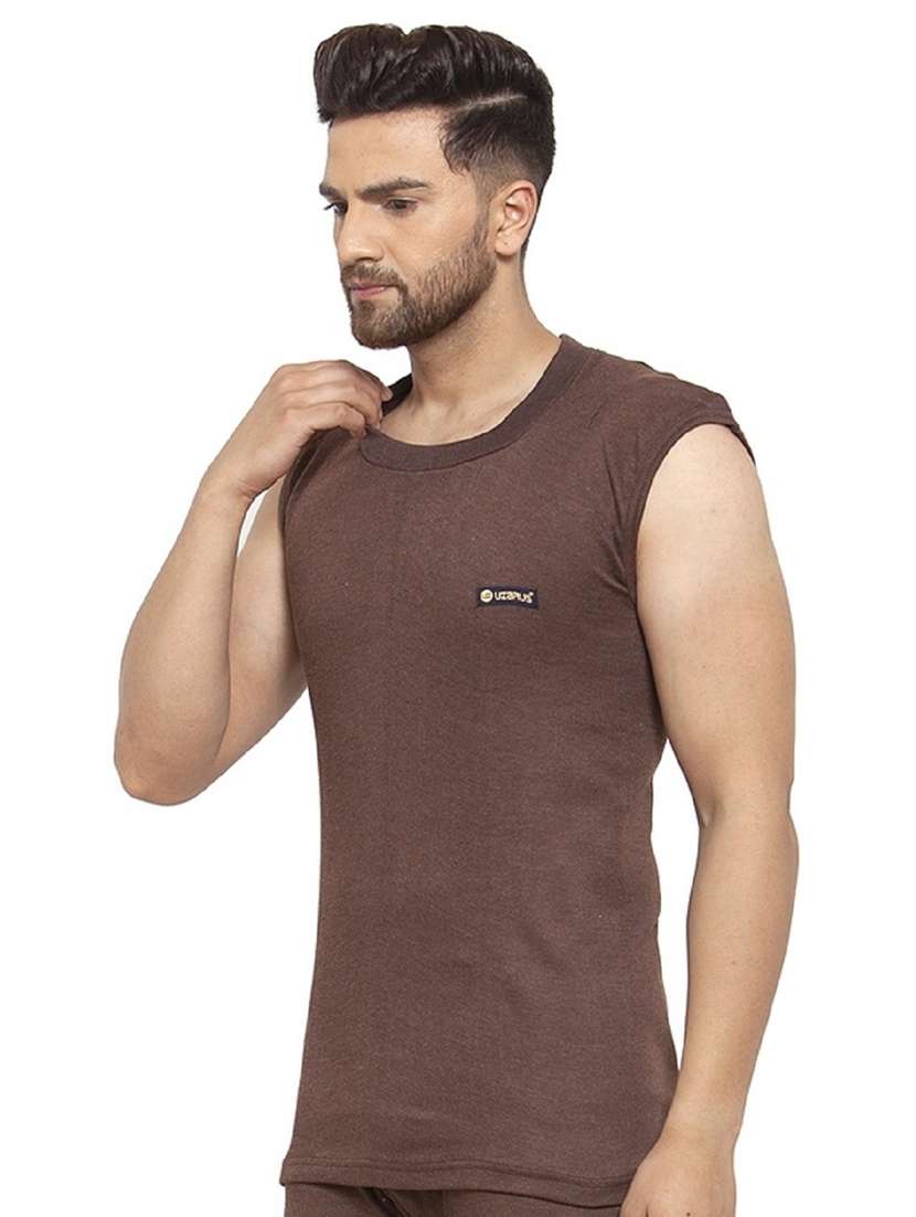 brown cotton thermal top - 20501929 - Standard Image - 1