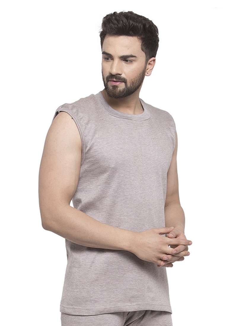 grey cotton thermal top - 20501931 - Standard Image - 1