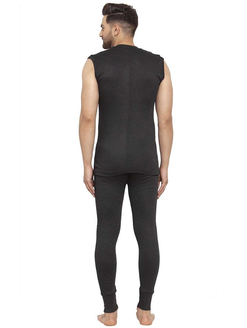 men black cotton thermal set - 20501940 -  Standard Image - 1
