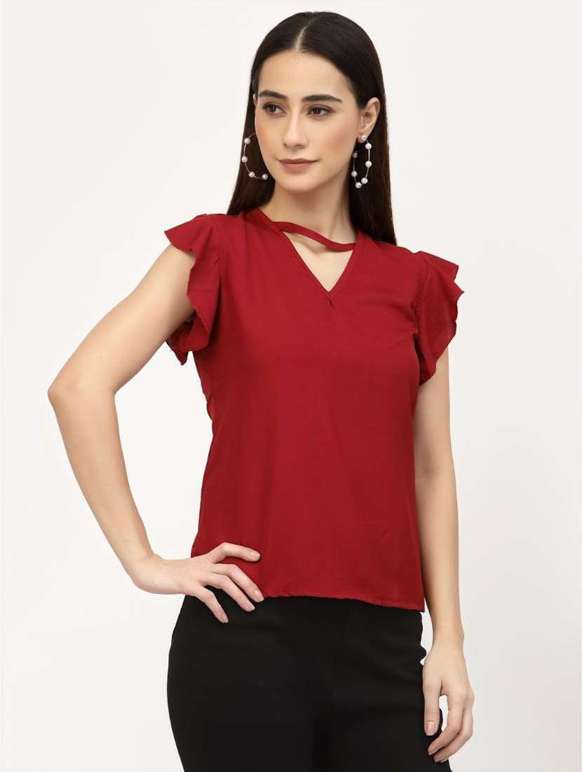 maroon solid regular top - 20502135 - Standard Image - 1
