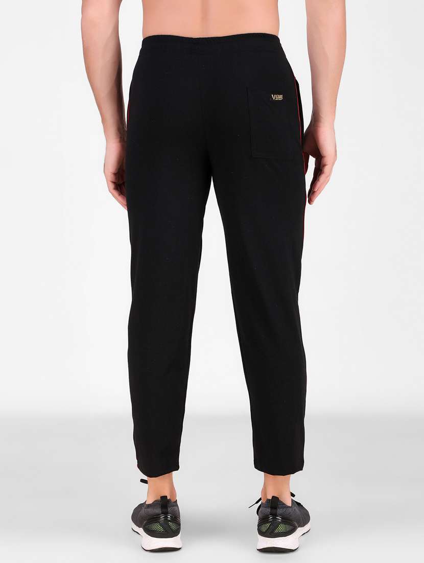 men black cotton blend track pant - 20502157 - Standard Image - 1