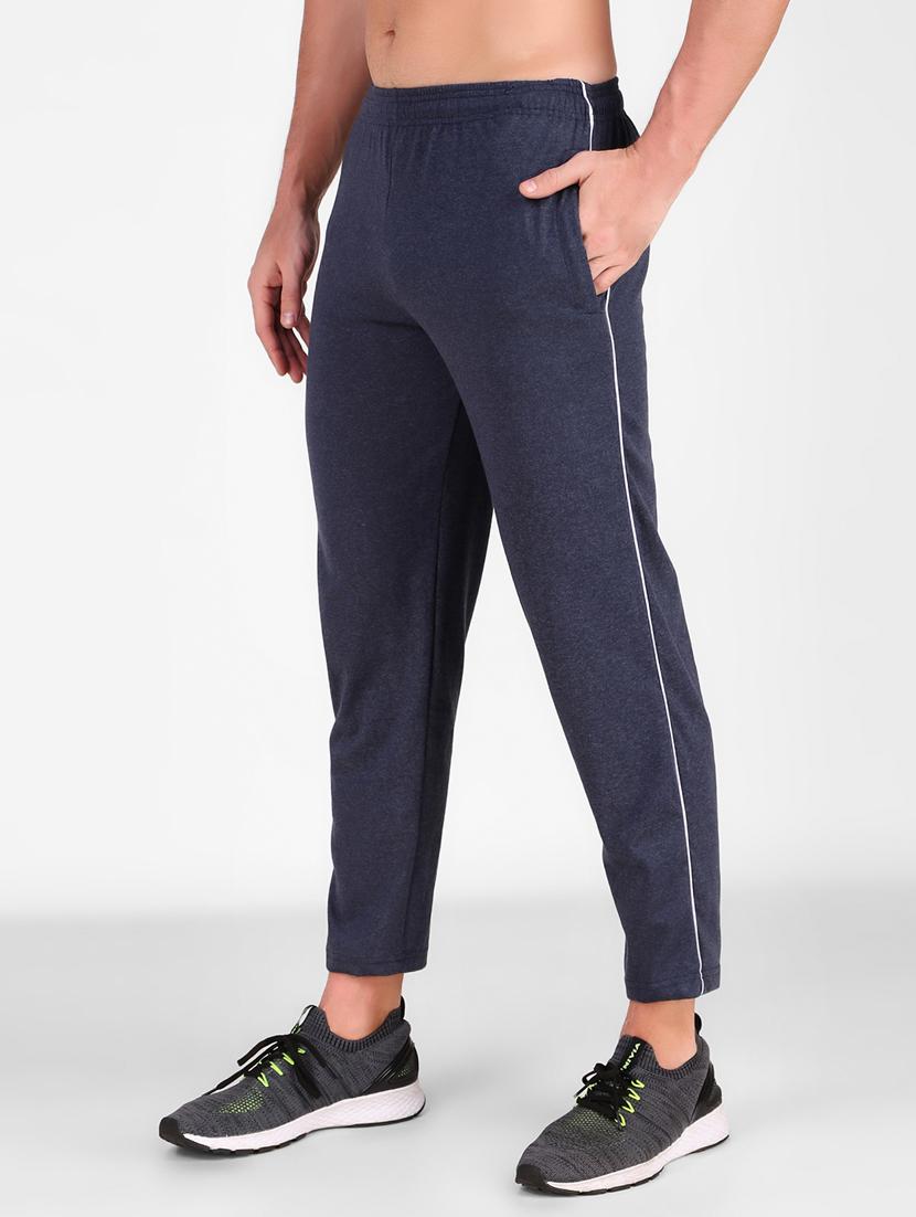 men blue cotton blend track pant - 20502163 -  Zoom Image - 0
