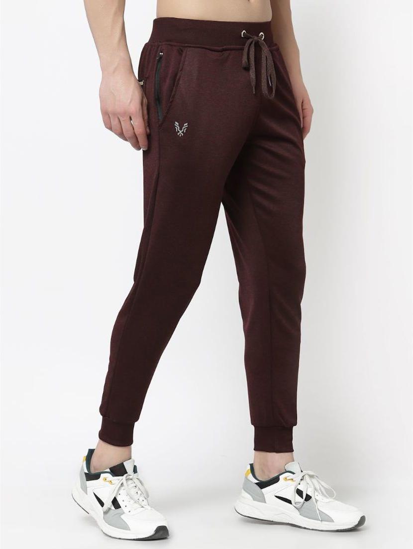 men coffee brown solid mid rise jogger - 20502165 -  Standard Image - 1