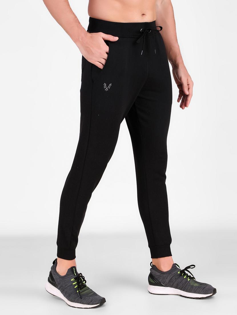men black cotton blend joggers 