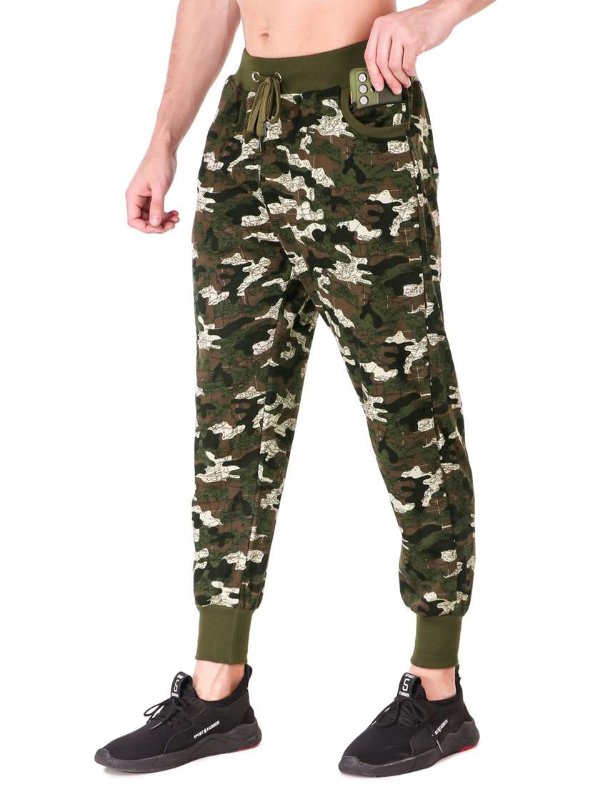 men olive cotton blend camouflage joggers  - 20502249 -  Standard Image - 1