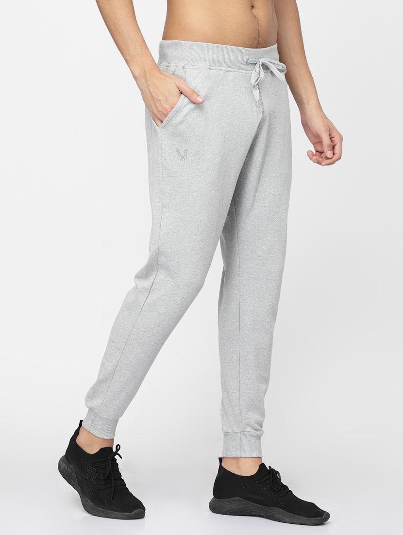 grey cotton blend joggers track pant
