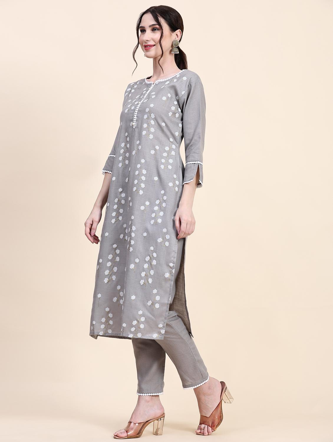 women grey kurta pant set - 20502603 - Standard Image - 1