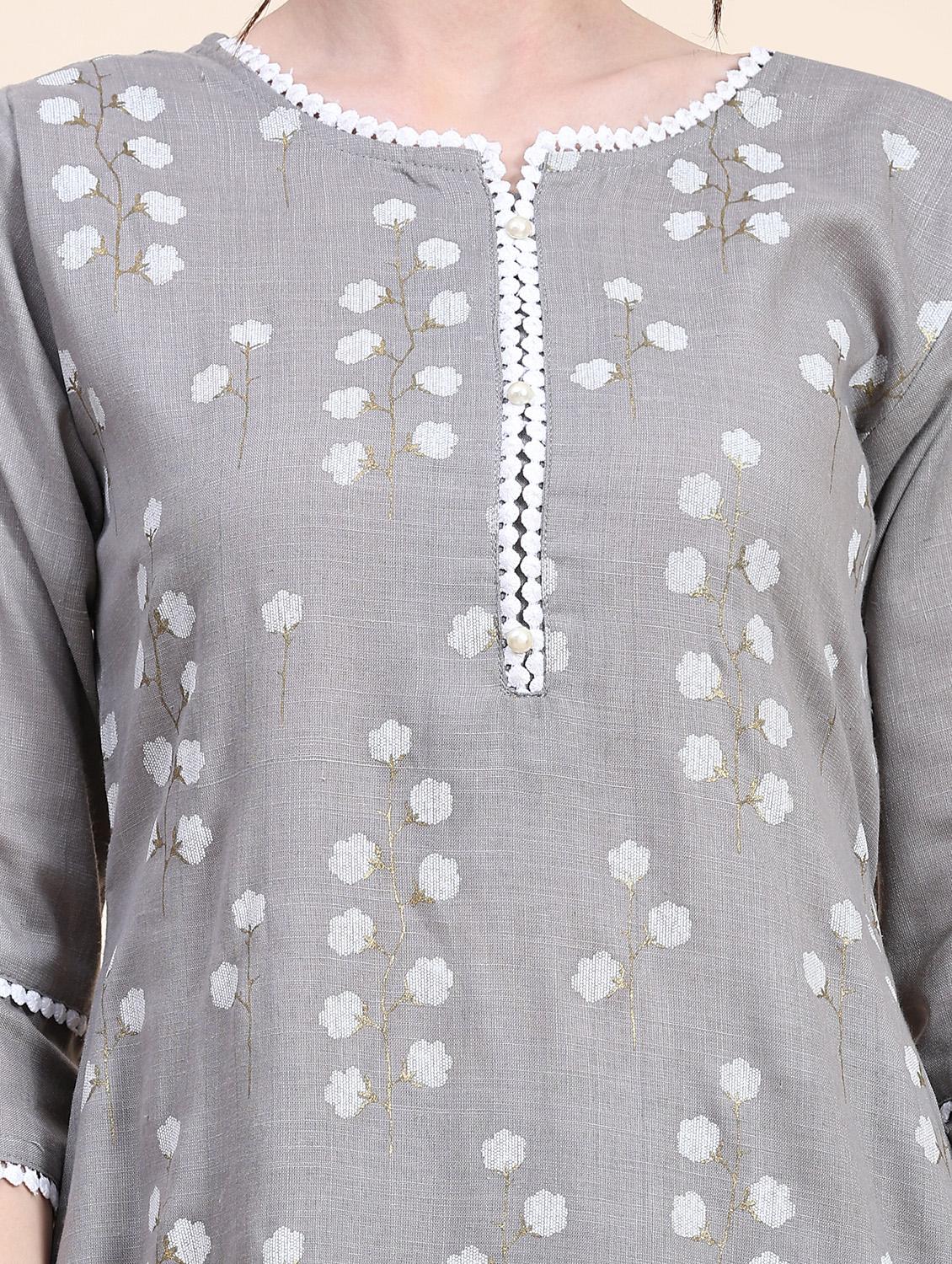 women grey kurta pant set - 20502603 - Standard Image - 4