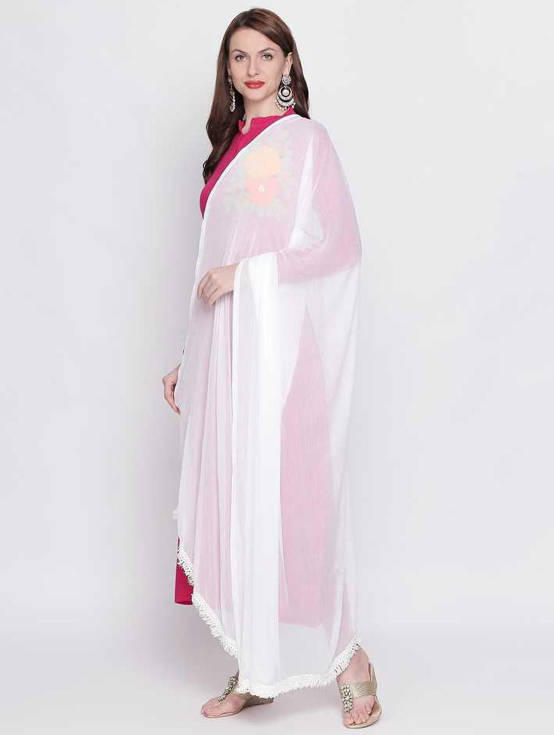 white solid dupatta - 20502652 -  Standard Image - 1