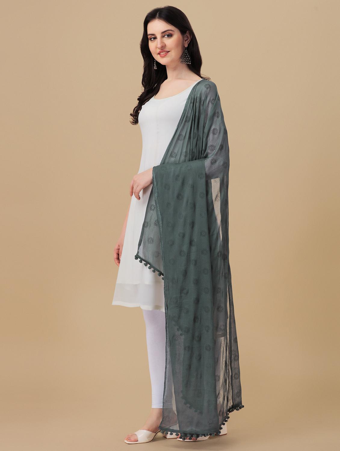 grey printed dupatta - 20502770 - Standard Image - 1