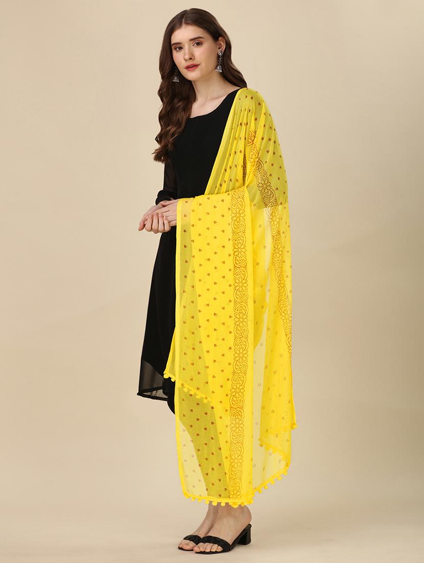 yellow printed dupatta - 20502784 - Standard Image - 1
