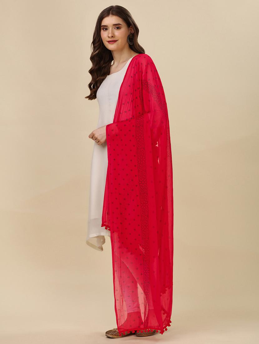 red printed dupatta - 20502786 - Standard Image - 1