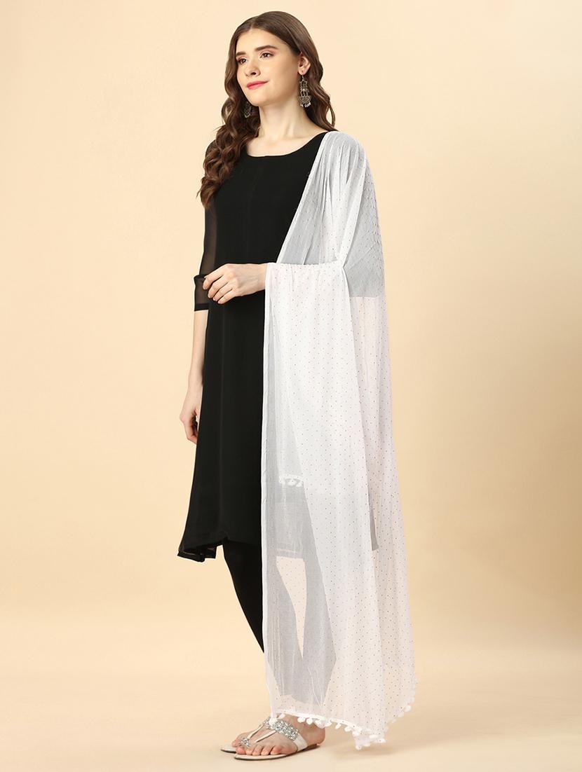 white polka dot printed dupatta - 20502796 - Standard Image - 1