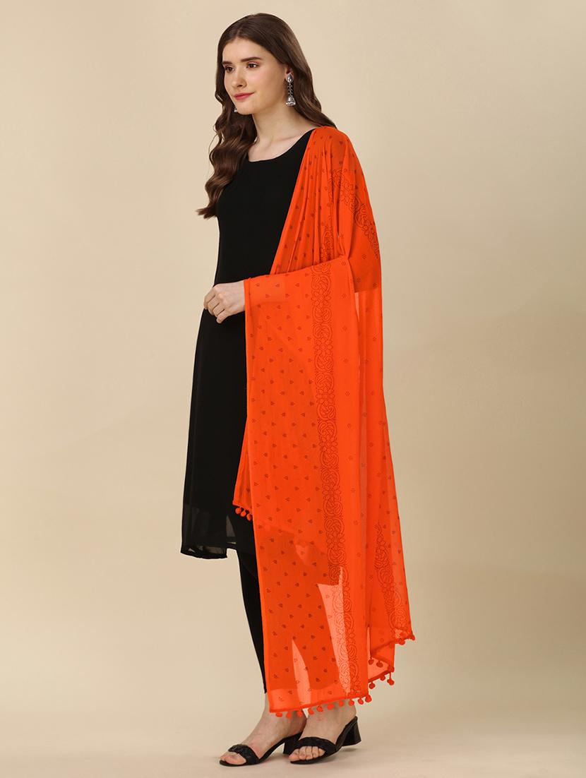orange printed dupatta - 20502812 - Standard Image - 1