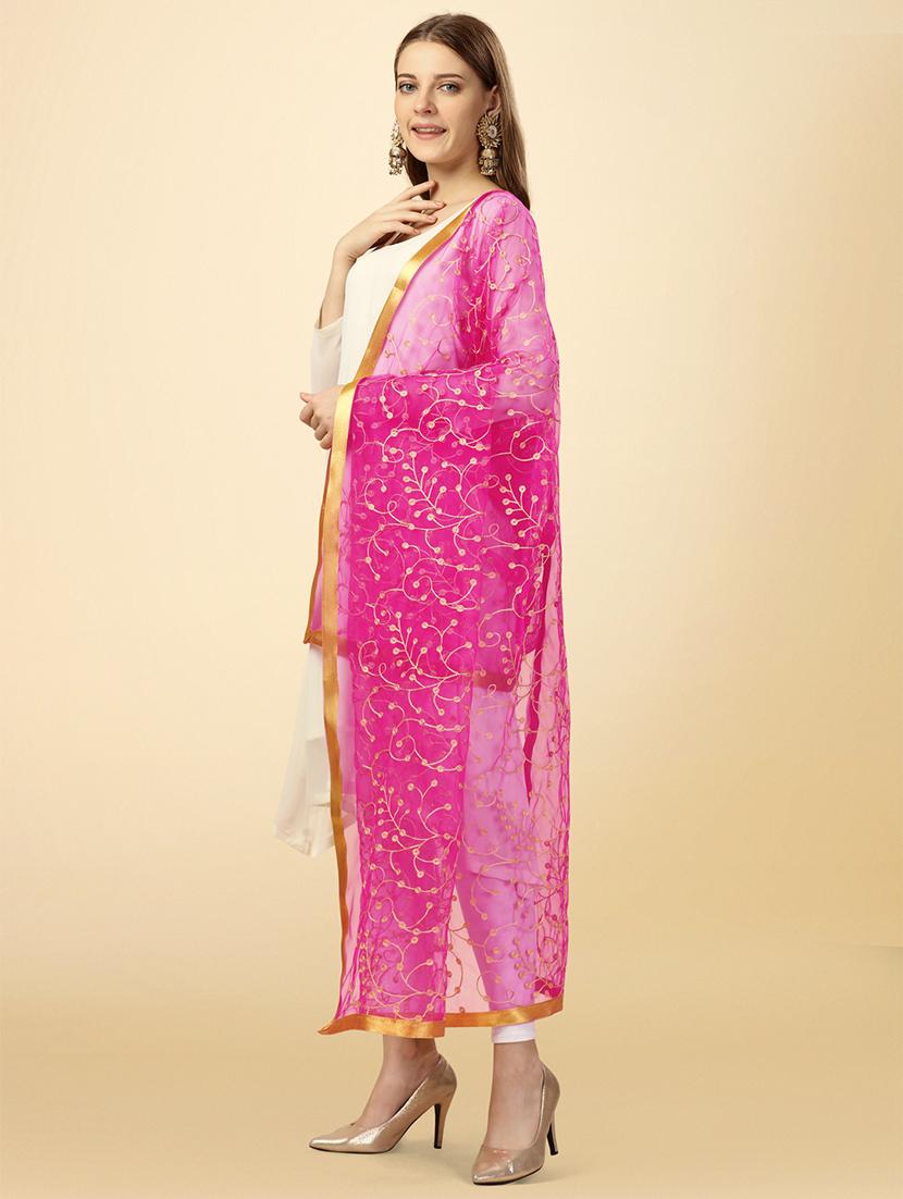 pink solid with work dupatta - 20502823 -  Standard Image - 1