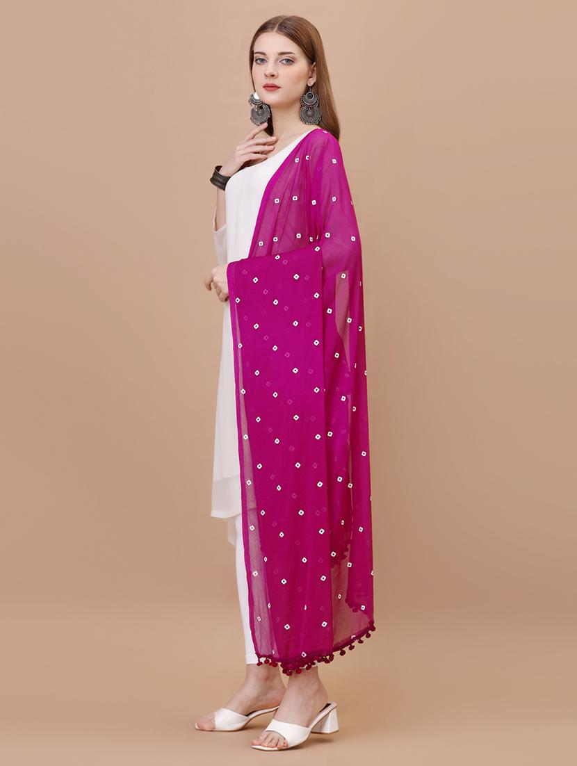 magenta bandhani printed dupatta - 20502846 - Standard Image - 1