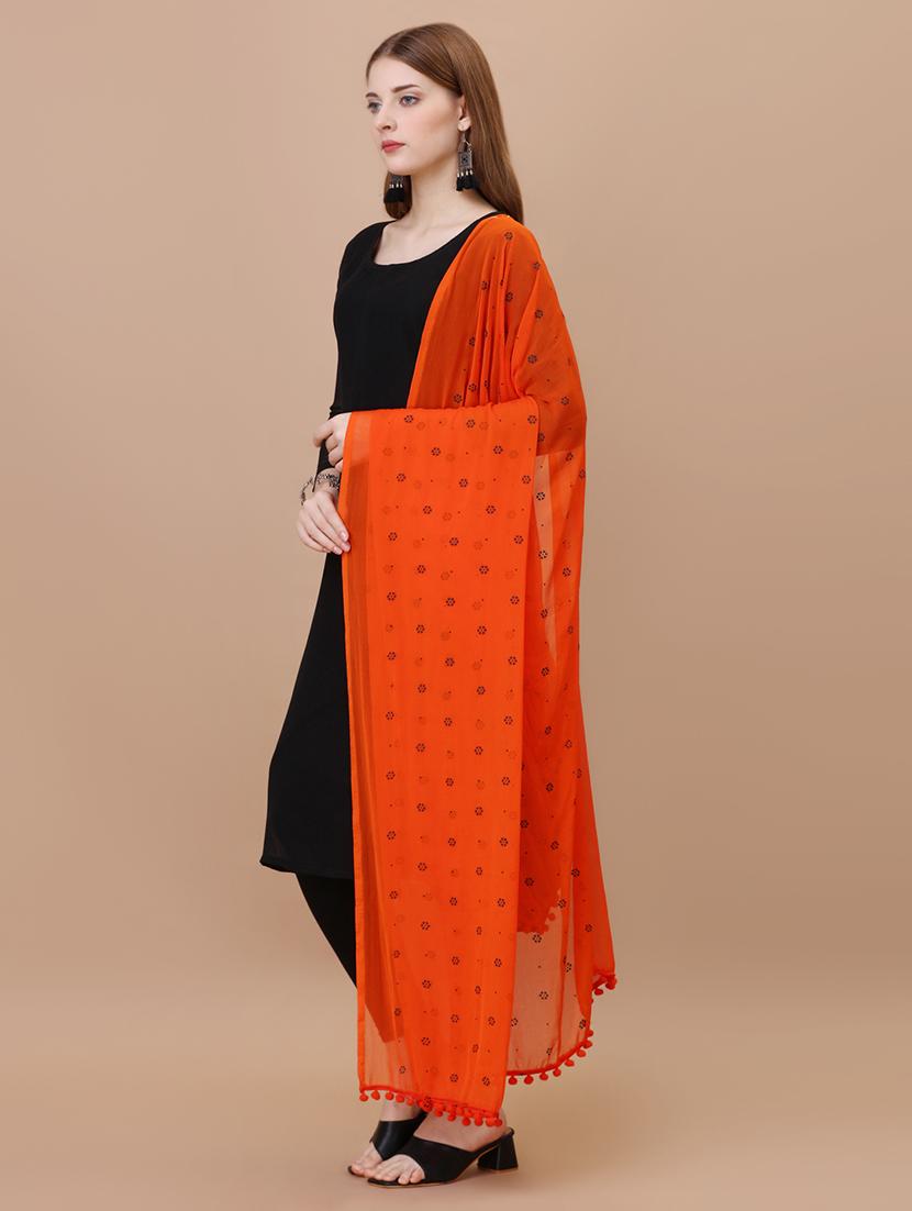 orange printed dupatta - 20502862 - Standard Image - 1