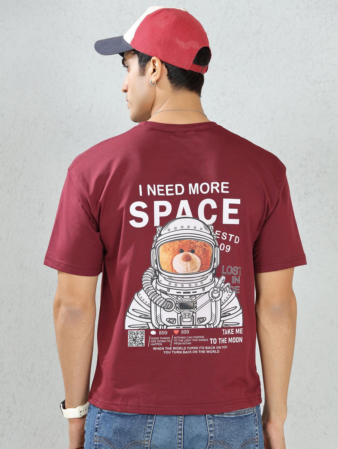 men graphic printed maroon polyester back print t-shirt - 20502947 - Standard Image - 1