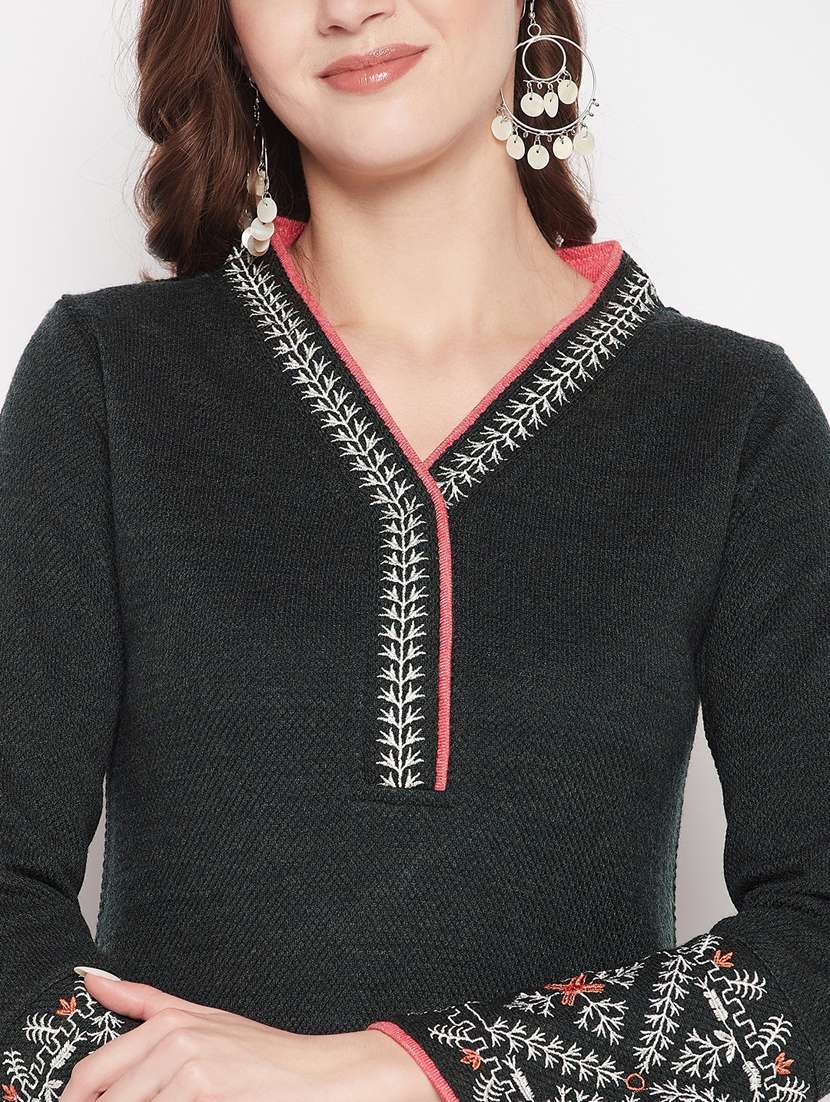 women long sleeve woollen kurta pant set - 20506616 - Standard Image - 4