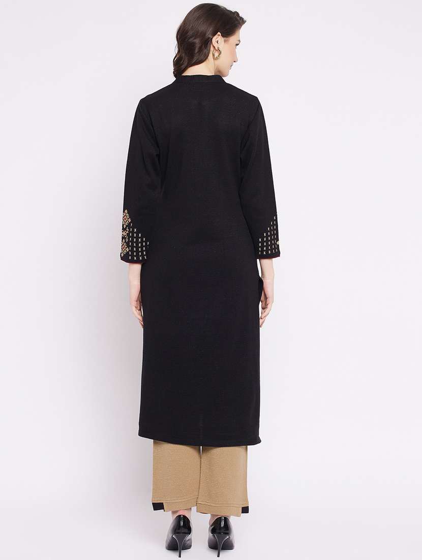 women black mandarin neck kurta pant set - 20506635 - Standard Image - 4