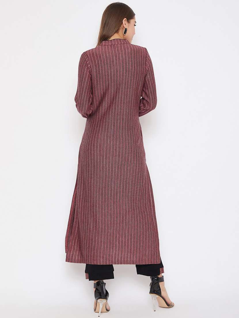 women long sleeve woollen kurta pant set - 20506702 -  Standard Image - 4