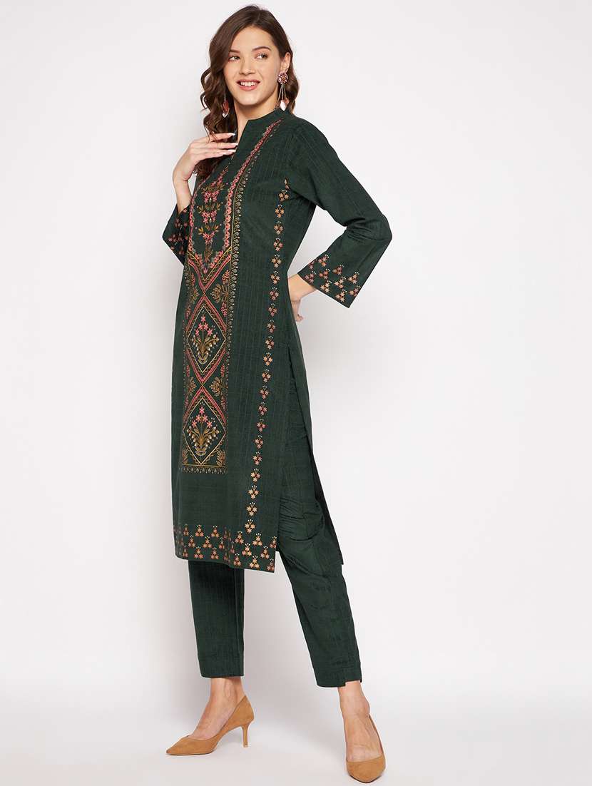 women long sleeve woollen kurta pant set - 20506715 - Standard Image - 1