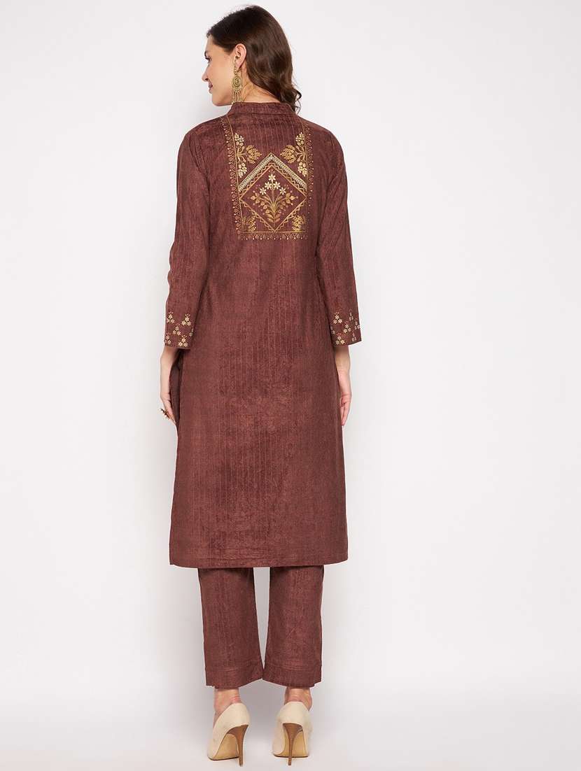 women long sleeve woollen kurta pant set - 20506723 - Standard Image - 1