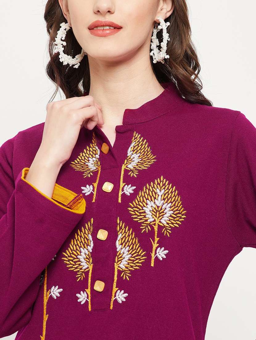 women long sleeve woollen kurta pant set - 20506728 - Standard Image - 4