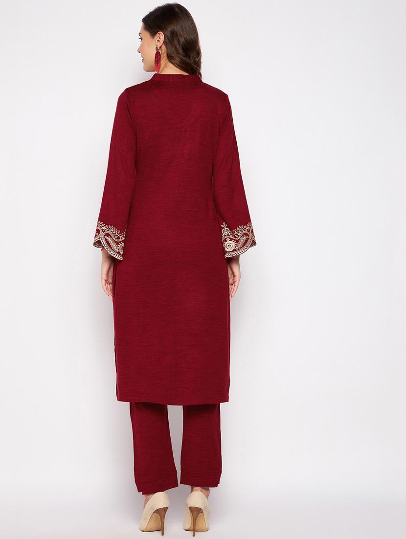 women long sleeve woollen kurta pant set - 20506732 - Standard Image - 1