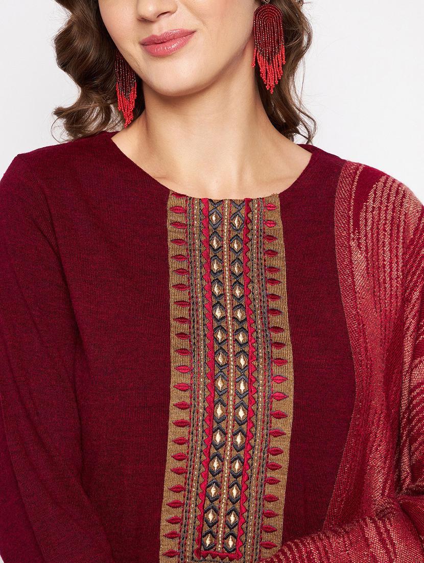women maroon & khaki suit set - 20506738 - Standard Image - 4