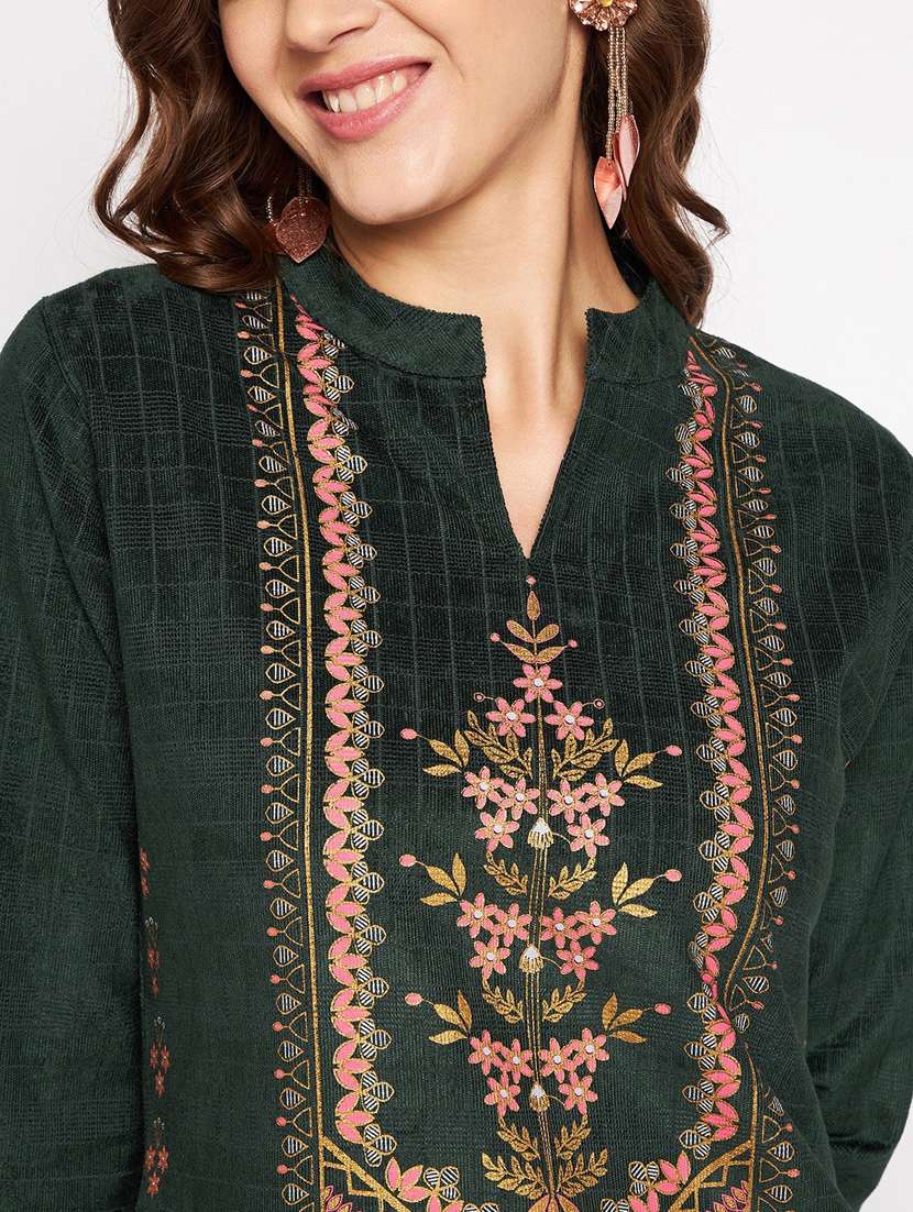 women long sleeve woollen kurta pant set - 20506743 - Standard Image - 4