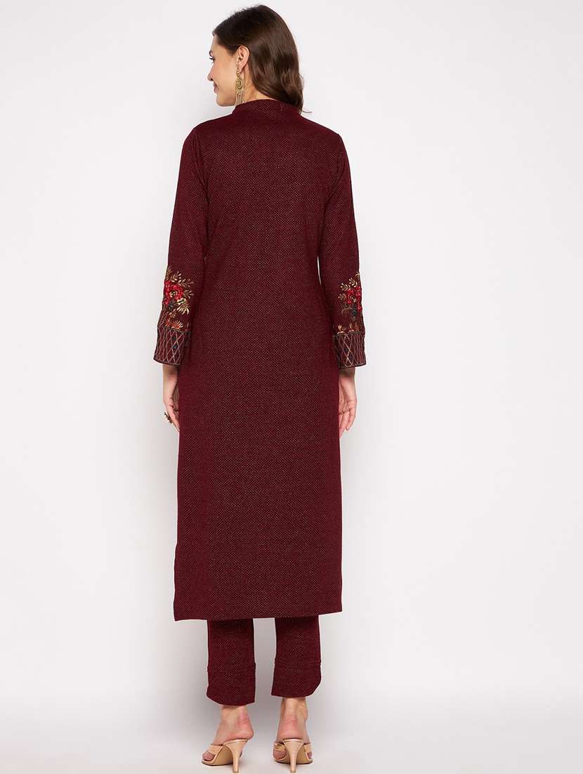 women long sleeve woollen kurta pant set - 20506749 -  Standard Image - 1