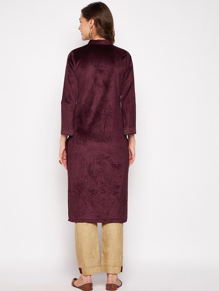women long sleeve woollen kurta pant set - 20506757 - Standard Image - 1