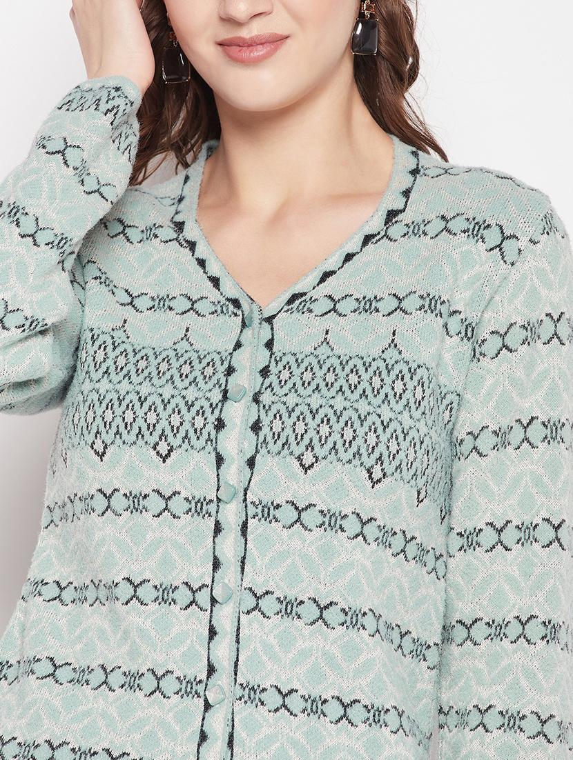 women green wool blend cardigan - 20506889 - Standard Image - 4