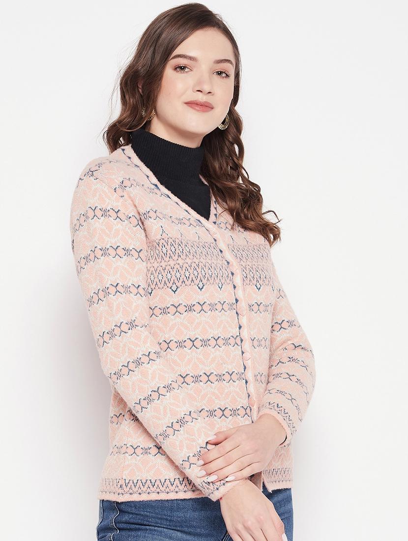 women peach wool blend cardigan - 20506890 - Standard Image - 1