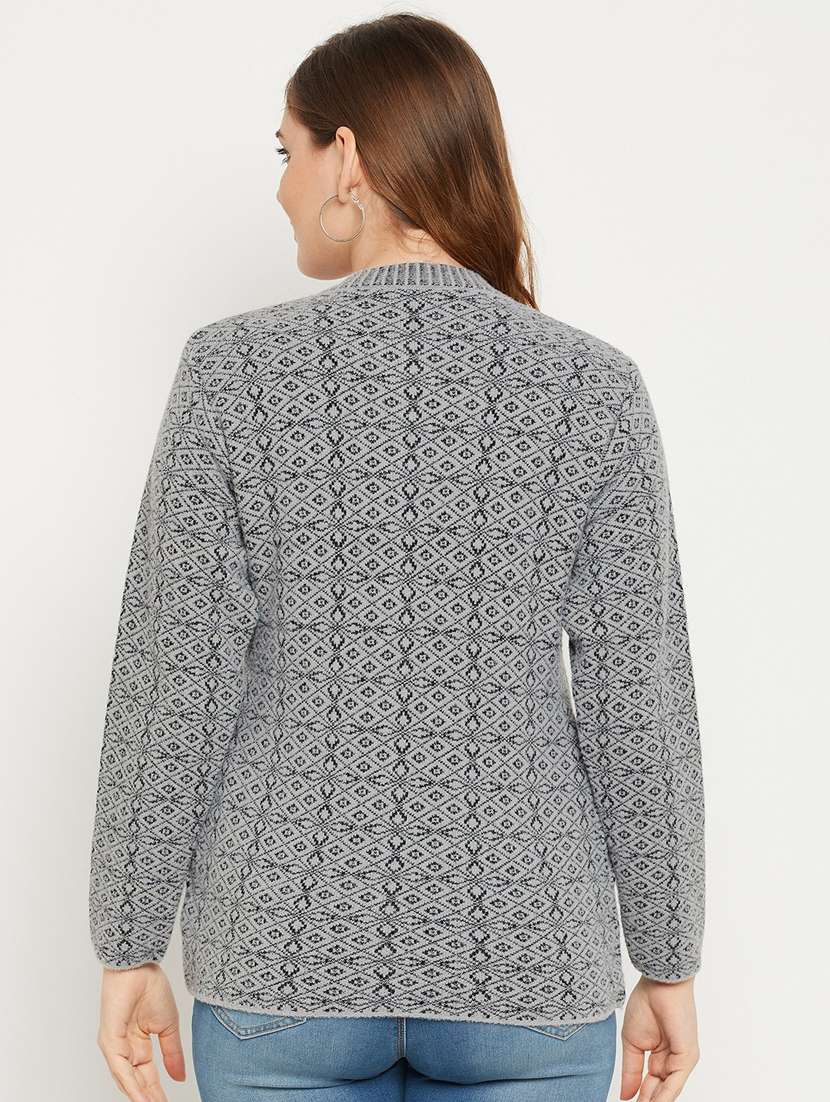women grey wool blend cardigan - 20506894 - Standard Image - 1
