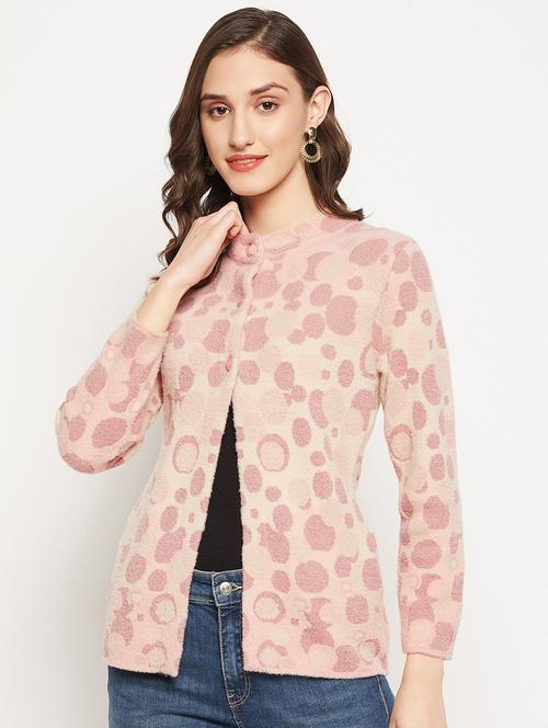 women pink wool blend cardigan - 20506905 - Standard Image - 0