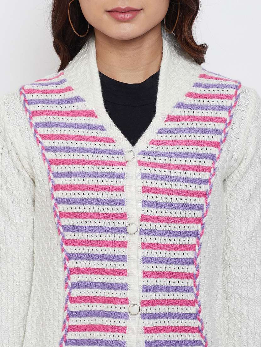 women multi colored wool blend cardigan - 20506982 - Standard Image - 4