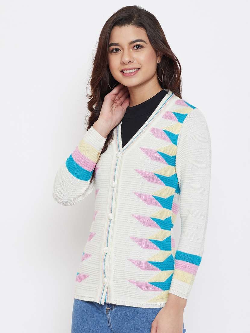 women multi colored wool blend cardigan - 20506985 -  Standard Image - 1