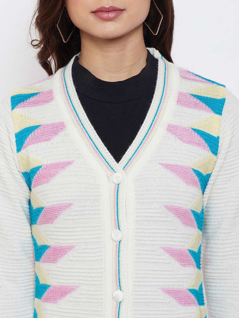 women multi colored wool blend cardigan - 20506985 - Standard Image - 4