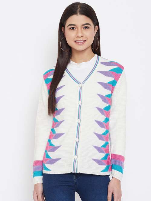 women multi colored wool blend cardigan - 20506988 - Standard Image - 0