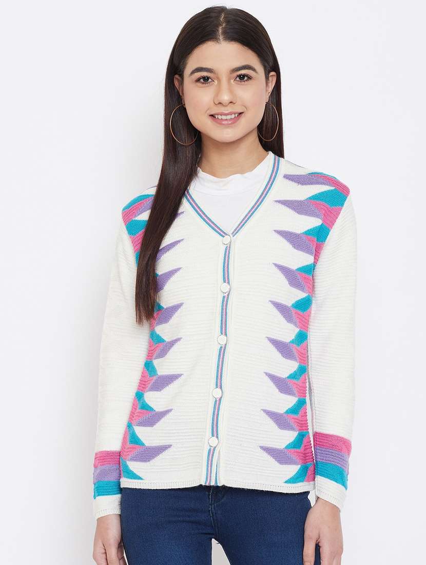 women multi colored wool blend cardigan - 20506988 - Zoom Image - 0