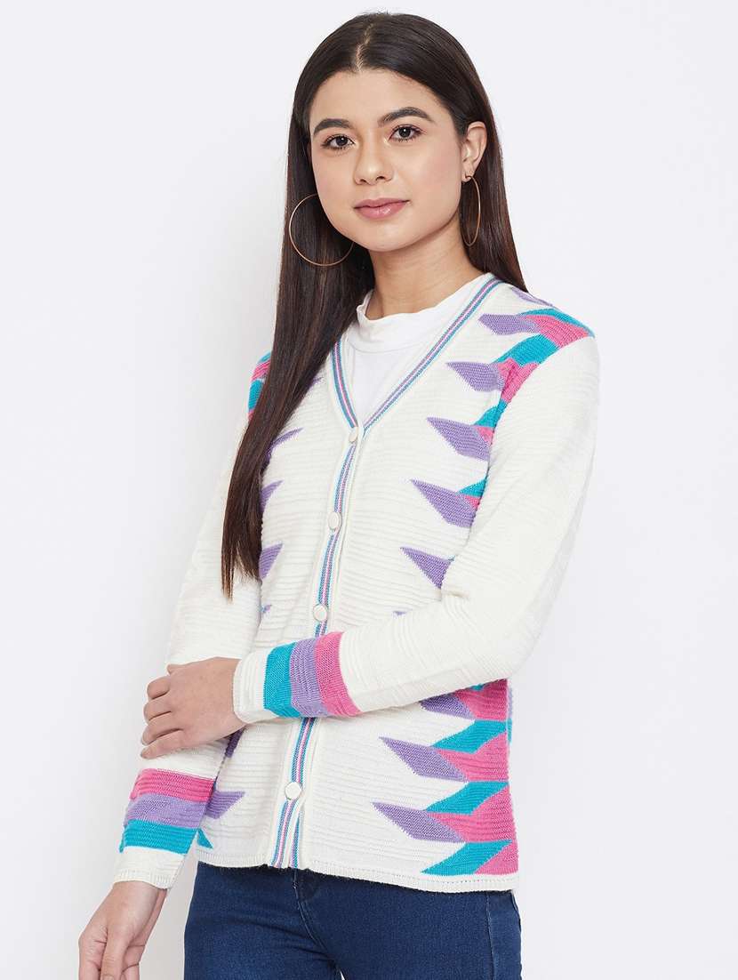 women multi colored wool blend cardigan - 20506988 - Standard Image - 1