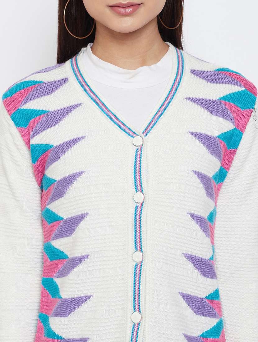 women multi colored wool blend cardigan - 20506988 - Standard Image - 4