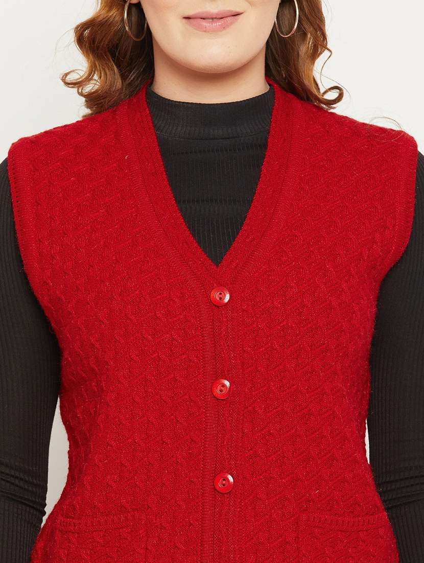 women red sleeveless cardigan - 20507003 - Standard Image - 4